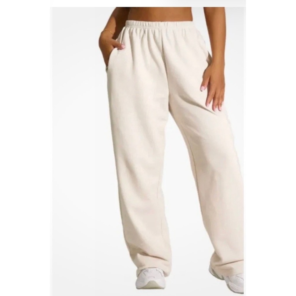 Naked Wardrobe Sweatpants Womens XS Cream Excellent Wide‎ Leg Joggers NW-T0958